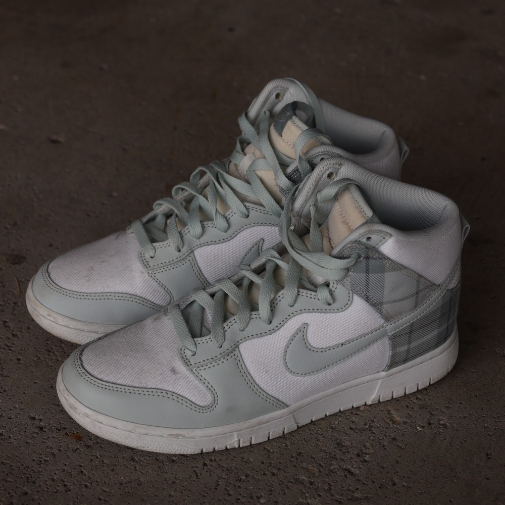 Nike Dunk High Plaid Summit White Light Silver Women's Size 9